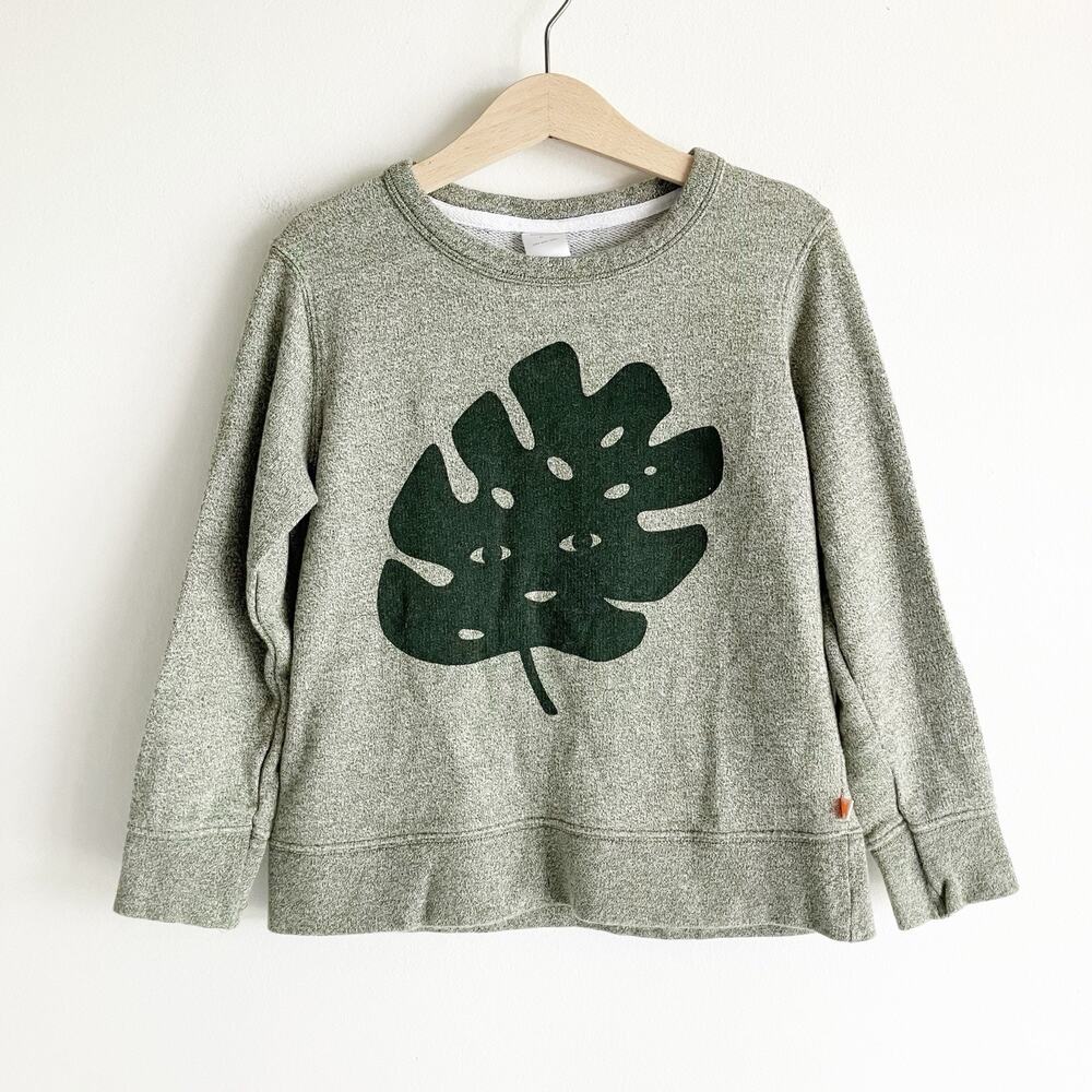 tinycottons 6 Sweatshirt Leaf Face Graphic Print Green Long Sleeve Top Unisex